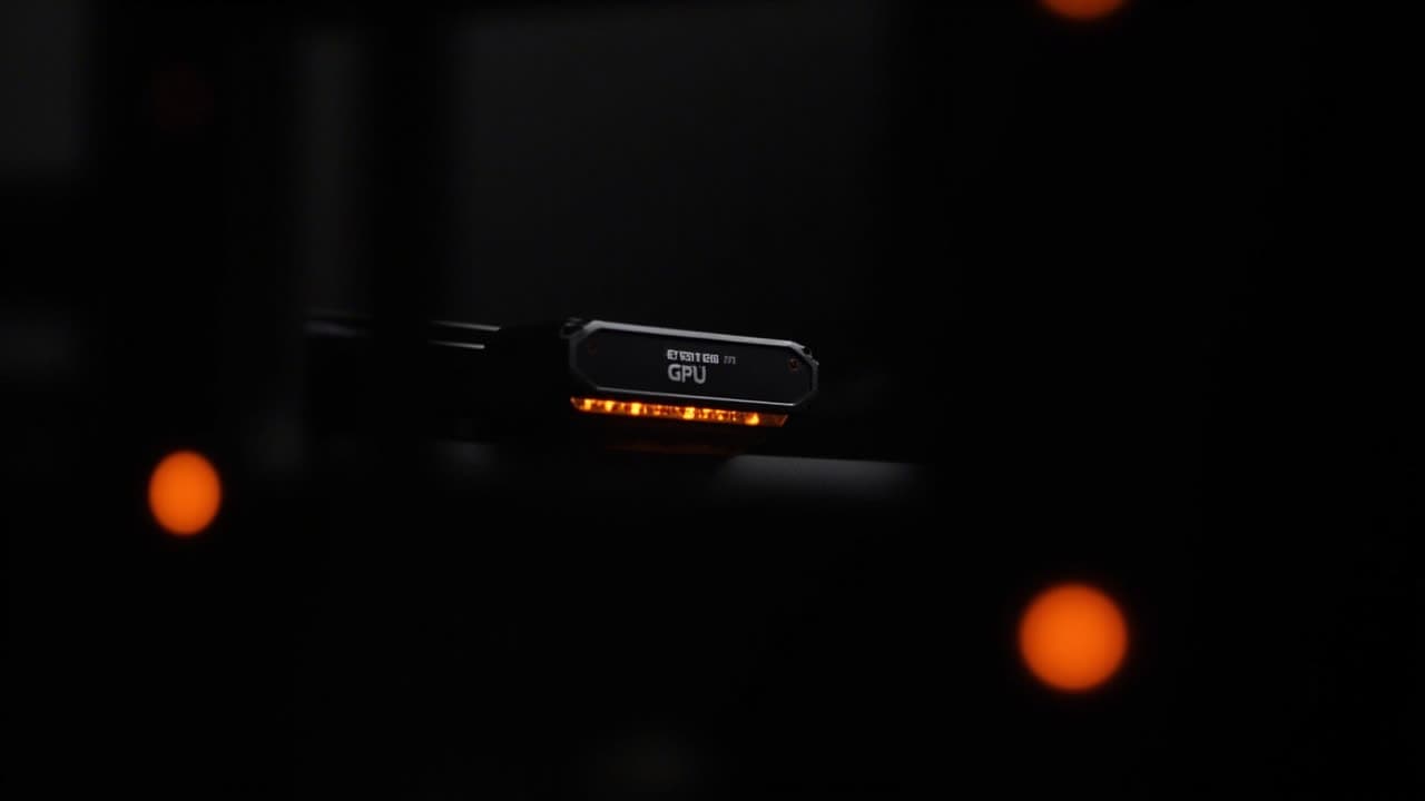 Servidor GPU brillando en ámbar dentro de un rack oscuro — la caja de inferencia privada